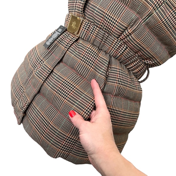 New LAUREN by RALPH LAUREN Quilted Tweed Down Vest Brown Sz 2 - Picture 9 of 17